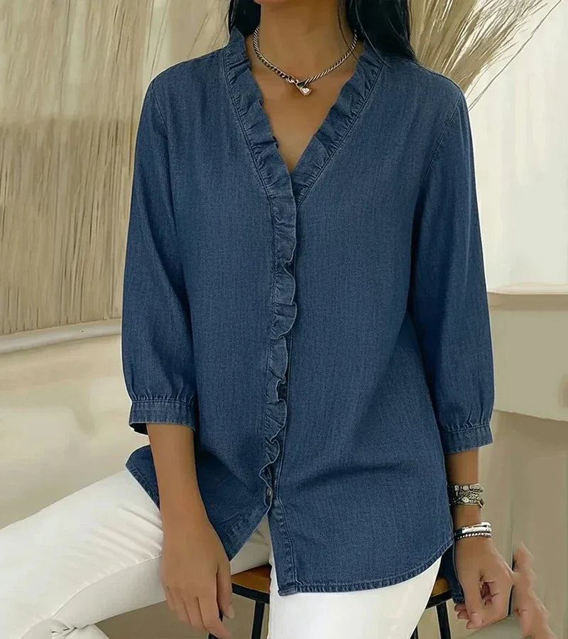 Abigail™ Elegant Denim Blouse