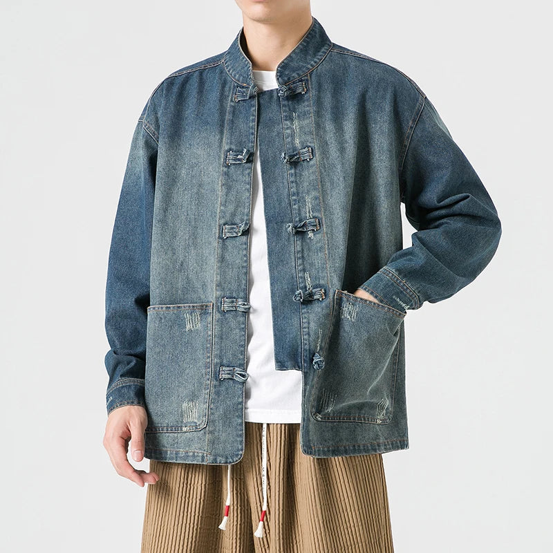 Mandarin Denim Jacket